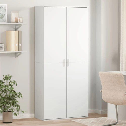 Ντουλάπι Λευκός 80x35x180 εκ. από Επεξεργασμένο Ξύλο Λευκό 3276651