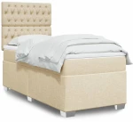 Κρεβάτι Boxspring με Στρώμα Κρεμ 100 x 200 εκ. Υφασμάτινο Κρεμ 3292711