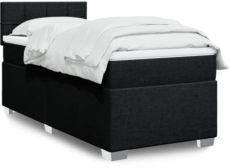 Κρεβάτι Boxspring με Στρώμα Μαύρο 90x190 εκ.Υφασμάτινο Μαύρο 3288045