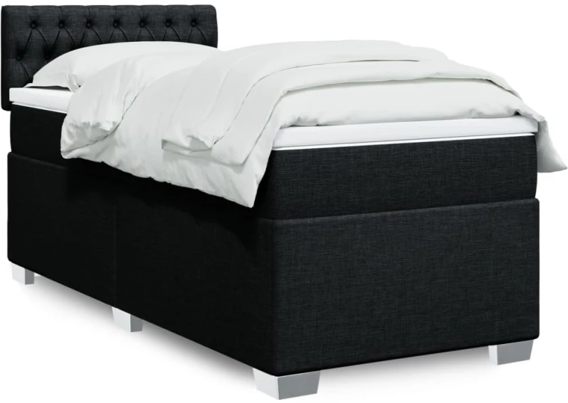 Κρεβάτι Boxspring με Στρώμα Μαύρο 100 x 200 εκ. Υφασμάτινο Μαύρο 3285808