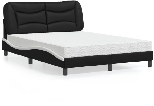 Κρεβάτι με Στρώμα Μαύρο και Λευκό 120 x 200 εκ. Συνθετικό Δέρμα Μαύρο 3208715