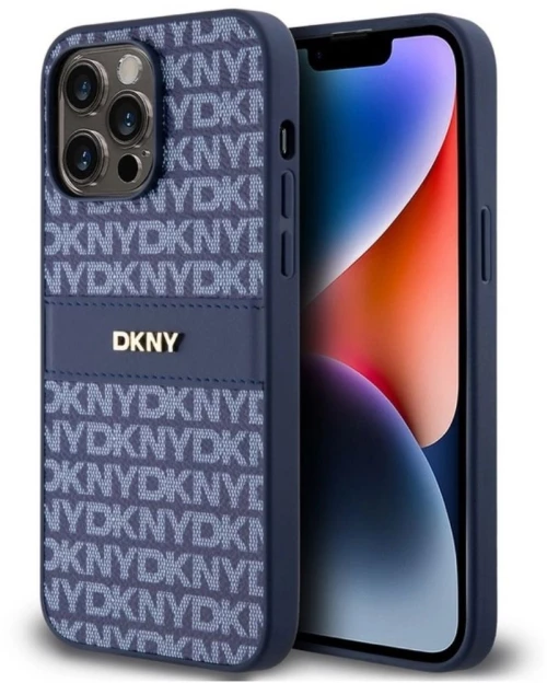 DKNY Θήκη PU Leather Repeat Pattern Tonal Stripe iPhone 14 Pro Max Blue