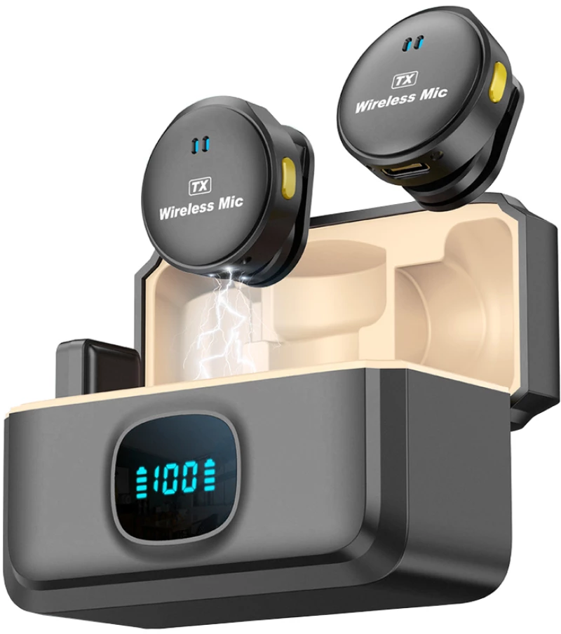 Techsuit Σετ Ασύρματα Μικρόφωνα Lavalier Wireless (LW5) με Βύσμα Lightning και Noise Reduction 2.0 Black
