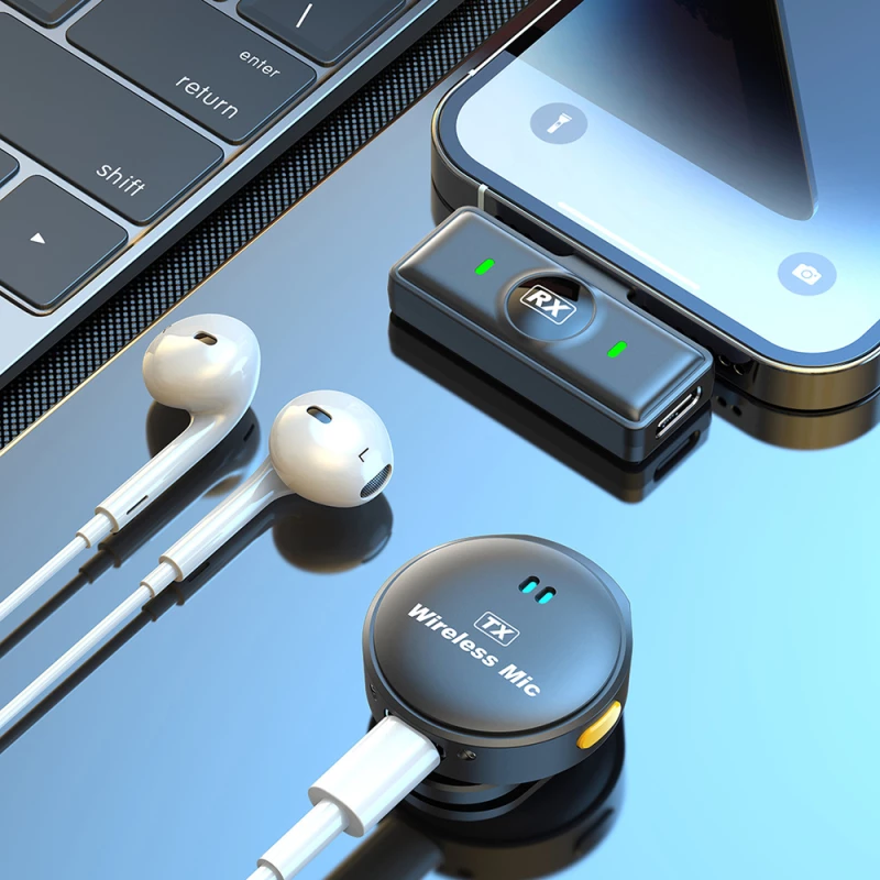 Techsuit Σετ Ασύρματα Μικρόφωνα Lavalier Wireless (LW5) με Βύσμα Lightning και Noise Reduction 2.0 Black