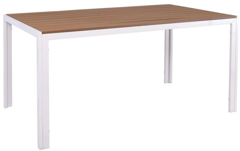 Τραπέζι VIRNA Μέταλλο/PP - ABS - Polywood Άσπρο/Φυσικό 150x90x73cm