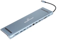 POWERTECH docking station BYL-2003U2, 12 θυρών, βάση laptop, USB-C, γκρι