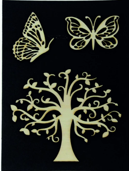 Ξύλινα διακοσμητικά στοιχεία TREE & BUTTERFLIES