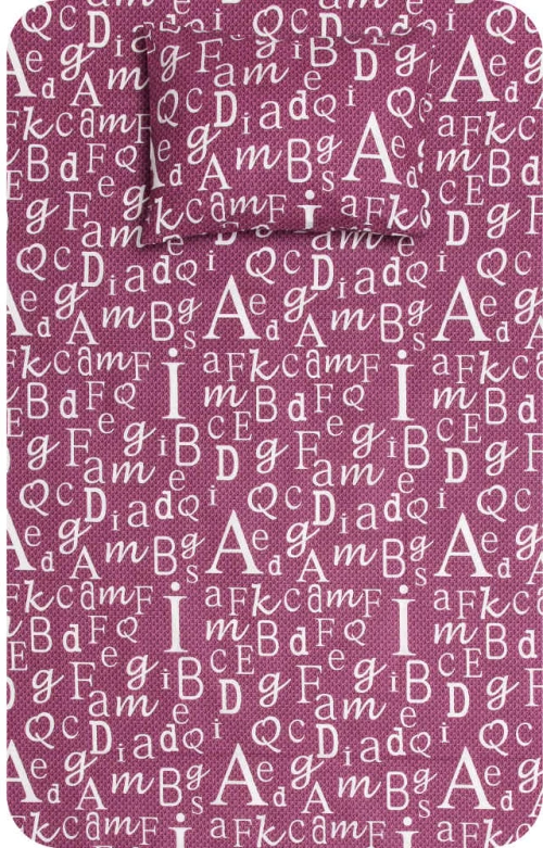 Σετ Σεντόνια Μονά 2τμχ (160x240) Γράμματα Μπορντώ βαμβακερά Borea