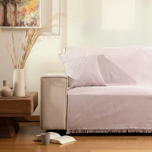 Ριχτάρι Τετραθέσιο (180x350) Aztek Ροζέ βαμβακερό Borea