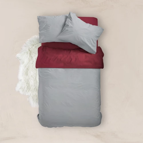 Παπλωματοθήκη Υπέρδιπλη (220x240) Solid Μπορντώ-Ποντικί βαμβακερή Borea