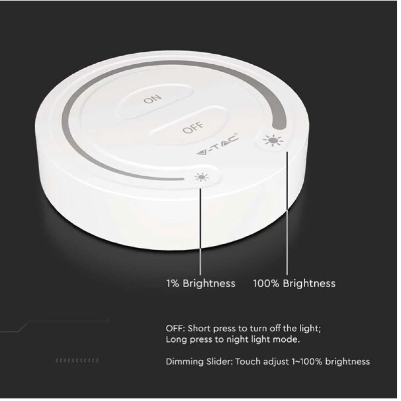V-TAC Επιτοίχιο Dimmer Αφής για Μονόχρωμες Ταινίες LED Άσπρο 2919