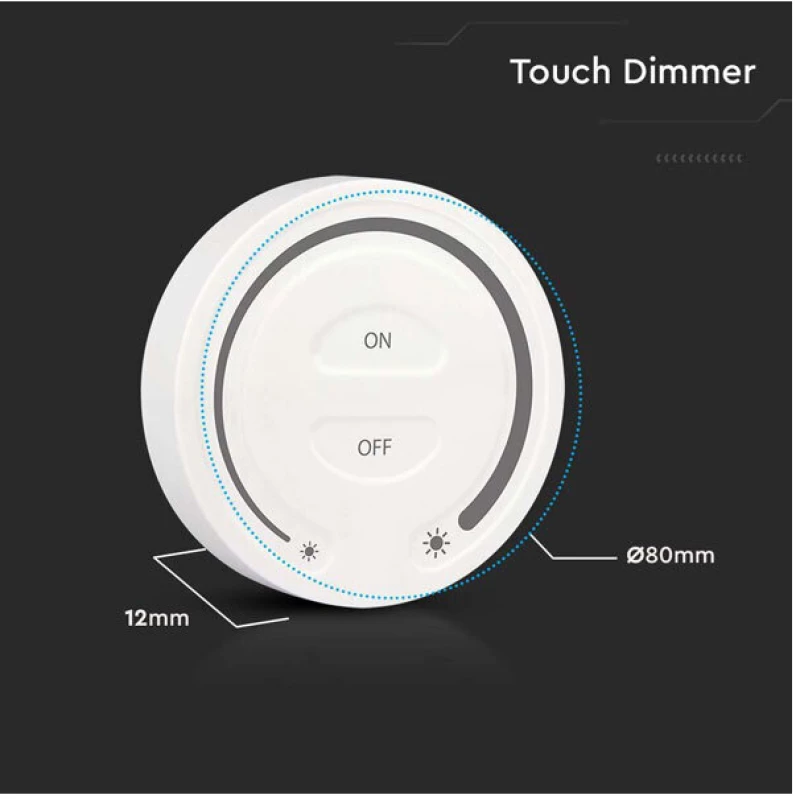 V-TAC Επιτοίχιο Dimmer Αφής για Μονόχρωμες Ταινίες LED Άσπρο 2919
