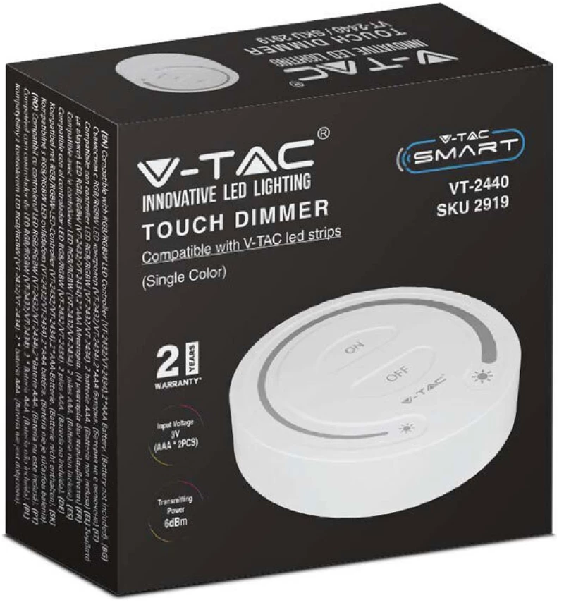 V-TAC Επιτοίχιο Dimmer Αφής για Μονόχρωμες Ταινίες LED Άσπρο 2919