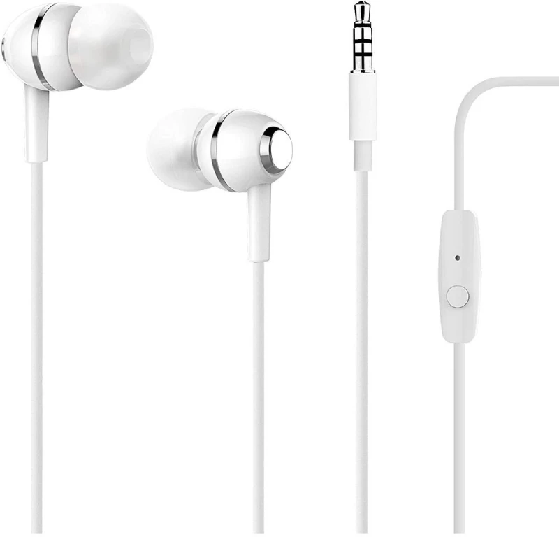 PURO Ακουστικό Στεροφωνικό Handsfree Chrome άσπρο