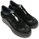 Sneakers Γυναικεία Cream 21 σε δέρμα σουέτ μαύρο