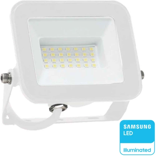V-TAC Προβολέας LED SMD 30W 2505lm 115° IP65 Samsung Chip PRO-SERIES Άσπρο Σώμα Άσπρο Γυαλί Φυσικό Λευκό 10024