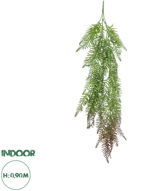 GloboStar® Artificial Garden HANGING FERN 20862 Τεχνητό Διακοσμητικό Κρεμαστό Φυτό Φτέρη Μ28 x Π15 x Υ90cm