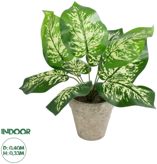 GloboStar® Artificial Garden DIEFFENBACHIA POTTED PLANT 20897 Διακοσμητικό Φυτό Διεφενμπάχια Φ40 x Υ33cm