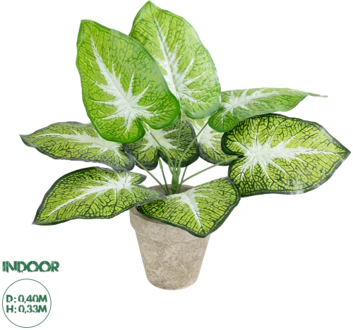 GloboStar® Artificial Garden CALADIUM POTTED PLANT 20894 Διακοσμητικό Φυτό Καλάντιουμ Φ40 x Υ33cm