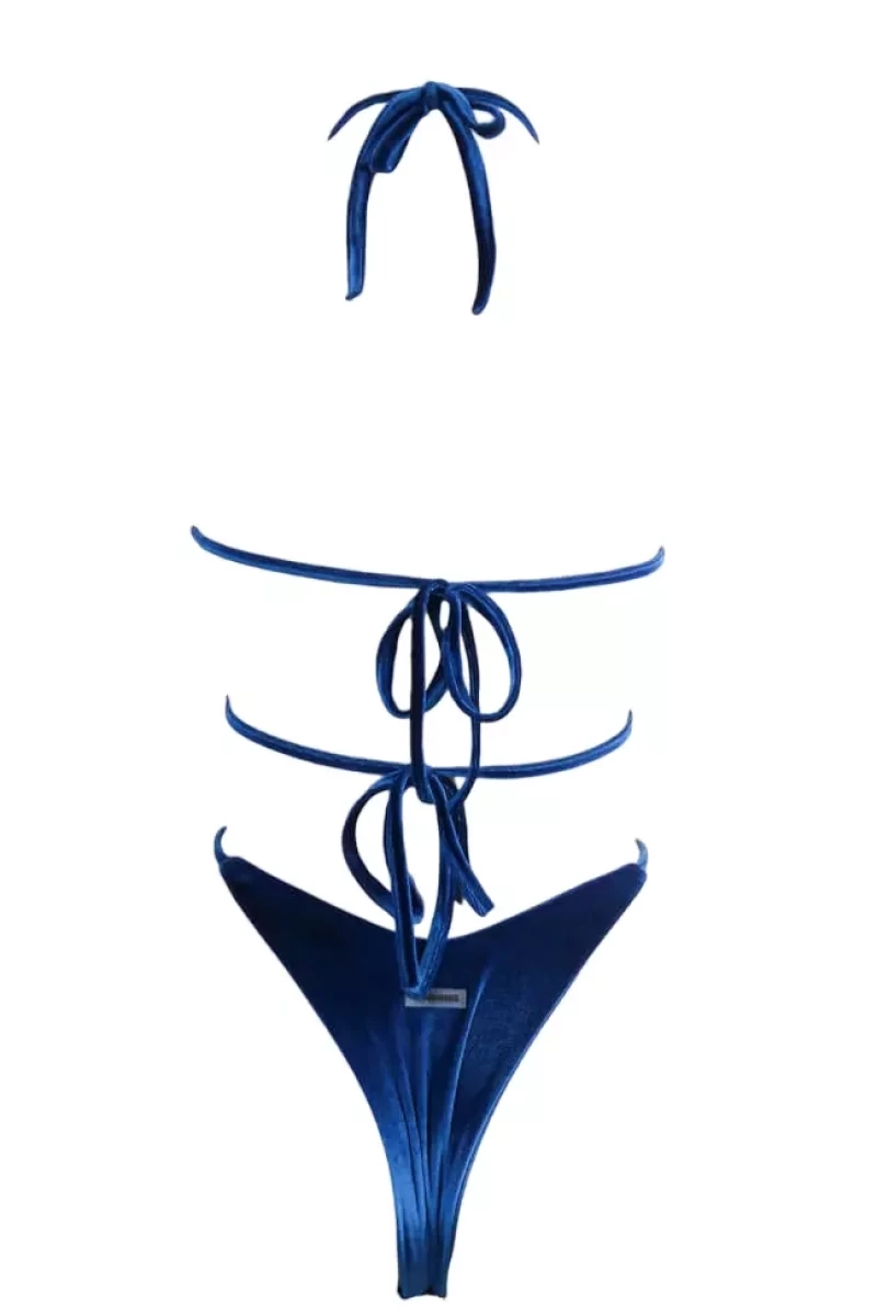Gigi Bikinis - Μαγιό Σετ Μπικίνι Velvet Τριγωνάκι με Κρίκο 3862006 Μπλε