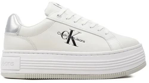Calvin Klein - Γυναικεία Sneakers Bold Platf Low Lace Lth Ml Mtl YW0YW01516-0K9 Λευκό