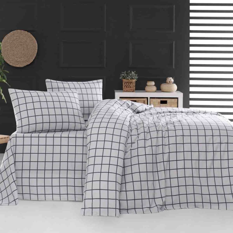 Squares γκρι σετ σεντόνια φανελένια υπέρδιπλα 230x260 εκ