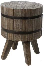 Ξύλινο rustic σκαμπό σε καφέ πατίνα 35x35x45 εκ