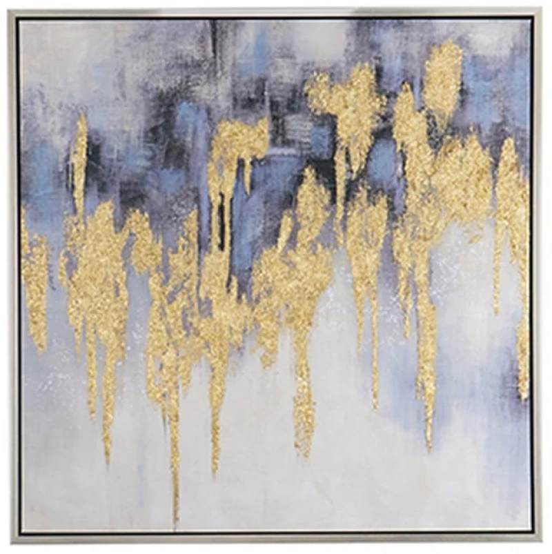 Πίνακας ελαιογραφία τετράγωνος golden flakes 100x100 εκ