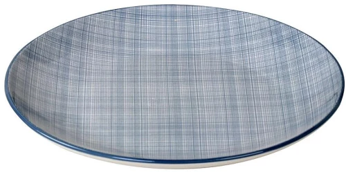 Linea blue ρηχό πιάτο καρό γαλάζιο σετ των έξι τεμαχίων 27 εκ