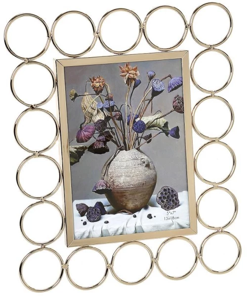 Classic κορνίζα διακοσμημένη με δαχτυλίδια σε χρυσό χρώμα για φωτογραφία 15x20 εκ