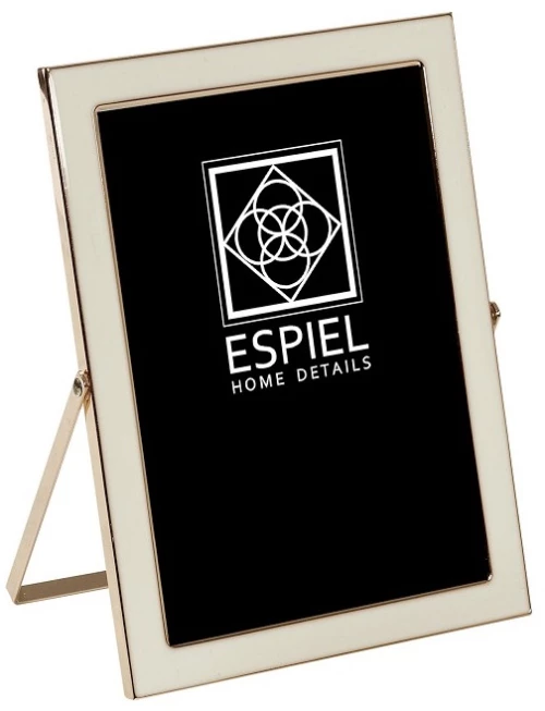 Μεταλλική κορνίζα με λευκό πλαίσιο και χρυσό φινίρισμα 13x18 εκ