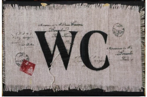 Πίνακας χειροποίητος ασπρόμαυρος υπόδειξης bathroom 30x20 εκ