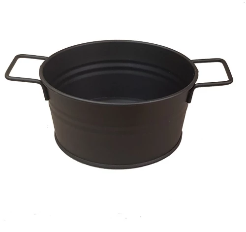 Δοχείο μεταλλικό με λαβές σε μαύρο χρώμα 23x16x8 εκ