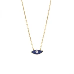 Κολιέ Senza Silver 925 Gold Plated, Ματάκι μπλε με σμάλτο