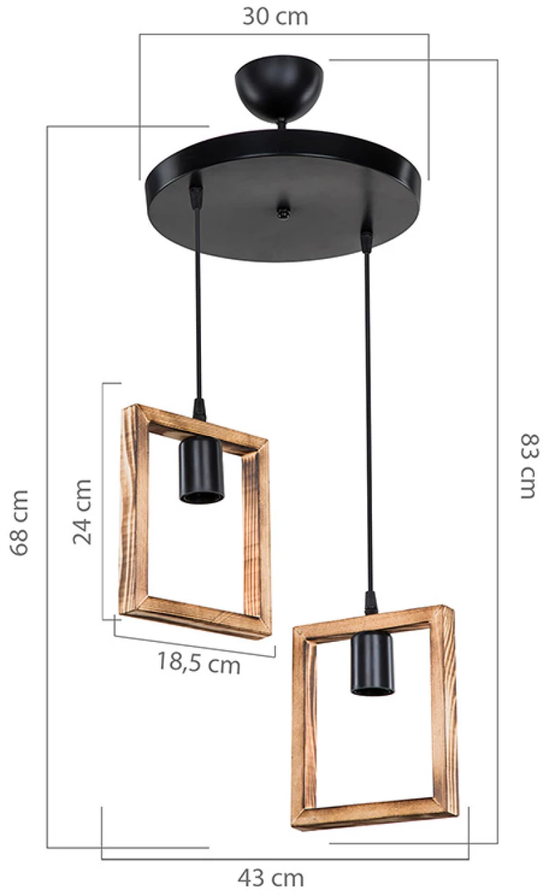 Φωτιστικό οροφής δίφωτο Isolate pakoworld Ε27 καρυδί Φ43x83εκ (1 τεμάχια)