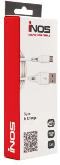 Καλώδιο Σύνδεσης USB 2.0 inos USB A σε Micro USB 1m Λευκό