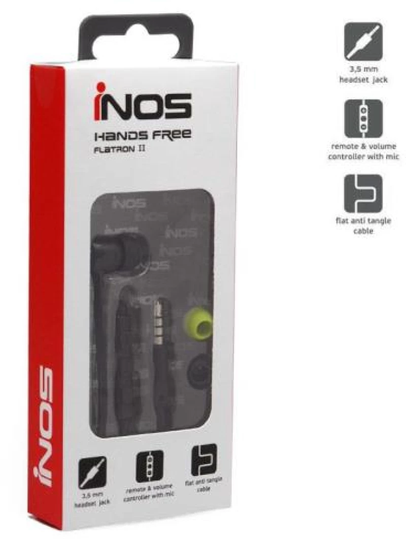 Hands Free Mono inos 3.5mm Flatron II με Μικρά Ακουστικά Μαύρο