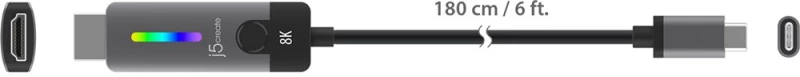 Adapter j5create USB-C to HDMI 2.1 8K Cable (USB-C m - 8K HDMI m 1.8m colour silver black) JCC157-N
