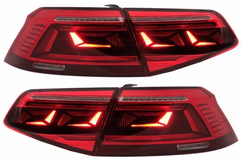 Πισινά Φανάρια Set Για VW Passat B8 3G (2015-2019) Limousine Sequential Dynamic Φλας B8.5 Design Red/Crystal