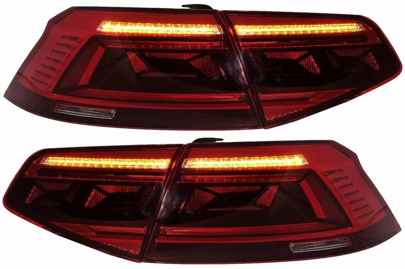 Πισινά Φανάρια Set Για VW Passat B8 3G (2015-2019) Limousine Sequential Dynamic Φλας B8.5 Design Red/Crystal