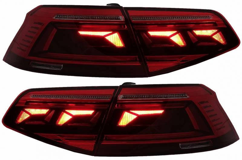Πισινά Φανάρια Set Για VW Passat B8 3G (2015-2019) Limousine Sequential Dynamic Φλας B8.5 Design Red/Crystal