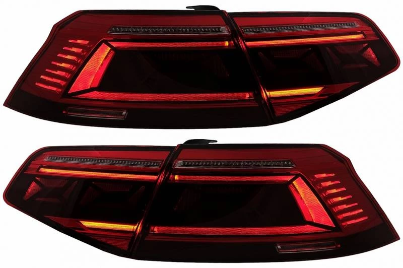 Πισινά Φανάρια Set Για VW Passat B8 3G (2015-2019) Limousine Sequential Dynamic Φλας B8.5 Design Red/Crystal