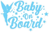 Αυτοκόλλητο Σήμα Αυτοκινήτου ''Baby On Board'' 19.2cm x 12.5cm Μπλε 1 Τεμάχιο