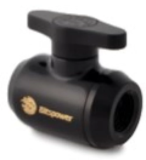 Bitspower Stopcock 2x female thread 1/4 inch, black handle - matt black