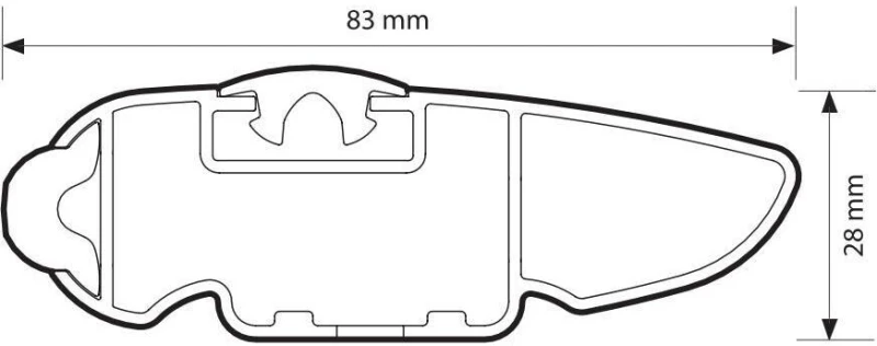 ΜΠΑΡΑ ΟΡΟΦΗΣ ΑΛΟΥΜΙΝΙΟΥ 89cm ΑΣΗΜΙ SILENZIO CX ORIGINE SYSTEM ( STANDARD / FLUSH RAILING) NORDRIVE - 1 ΤΕΜ.