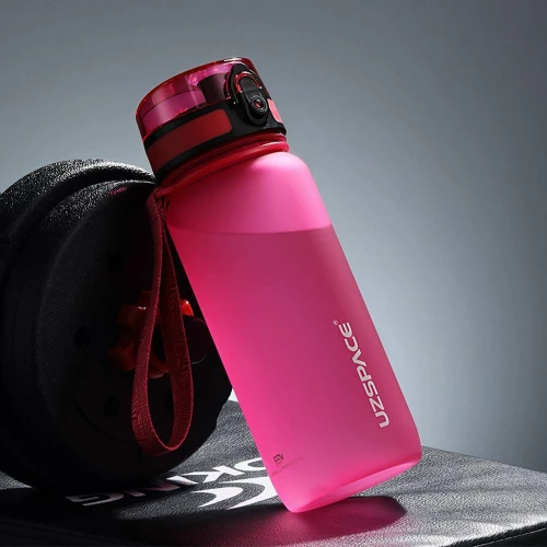 UZSPACE Tritan BPA Free Leakproof Plastic Water Bottle 650 ml - 3037-PURPLISH-RED