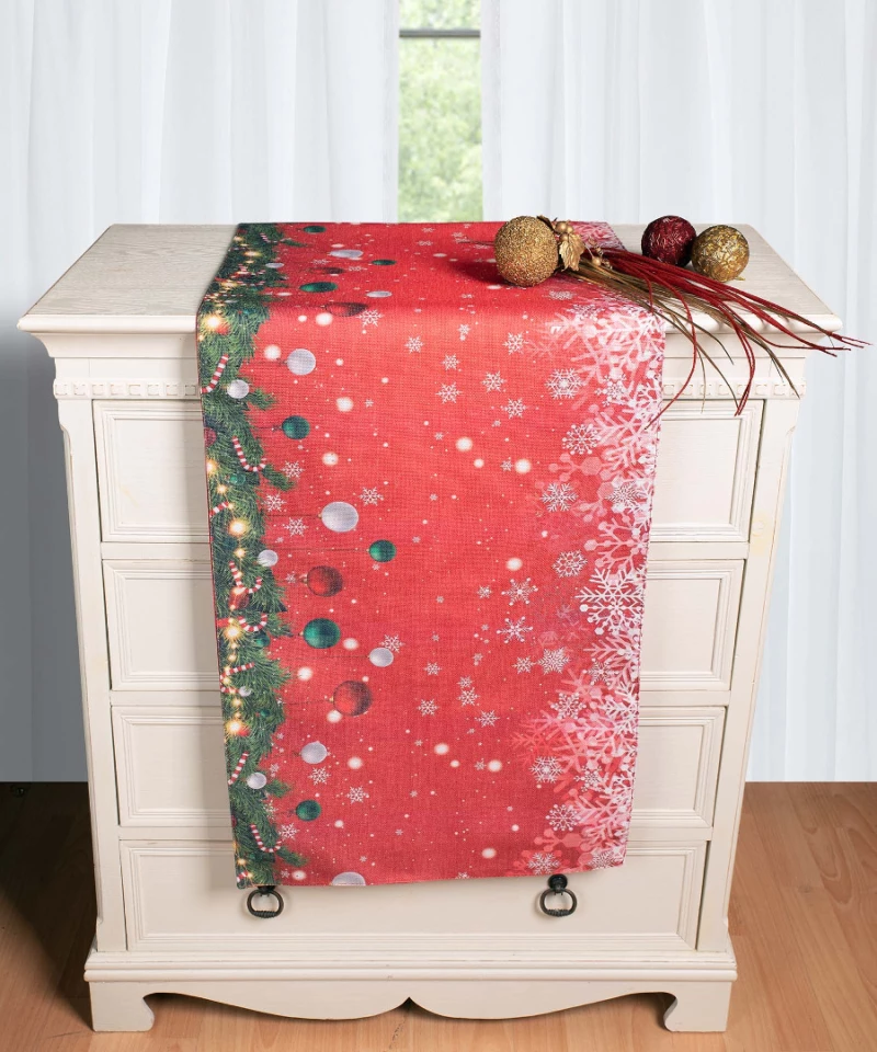 Χριστουγεννιάτικη Τραβέρσα με στάμπα (45cm x 170cm) ks2025-16 - -