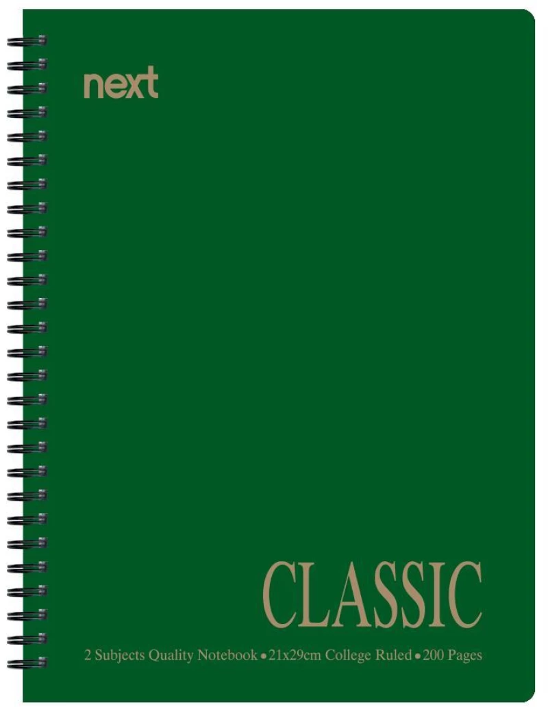 441986 NEXT CLASSIC ΤΕΤΡ. ΣΠΙΡΑΛ ΠΡΑΣΙΝΟ 21X29ΕΚ. 2ΘΕΜ. 140ΣΕΛ. ΠΑΚ