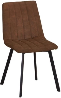 267012 BETTY ΚΑΡΕΚΛΑ ΜΕΤΑΛΛΟ ΒΑΦΗ ΜΑΥΡΟ, ΥΦΑΣΜΑ SUEDE ΚΑΦΕ 45X60X87CM (ΣΕΤ 4 ΤΕΜΑΧΙΩΝ)