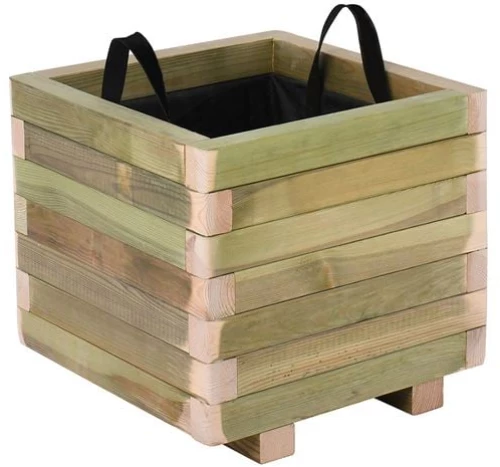 444984 FLOWER POT WOOD ΓΛΑΣΤΡΑ, ΕΜΠΟΤΙΣΜΟΥ PINE, ΑΠΟΧΡΩΣΗ ΦΥΣΙΚΟ, 40X40X36CM 40X40X36CM